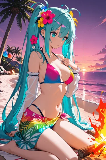 Miku in beach sarong