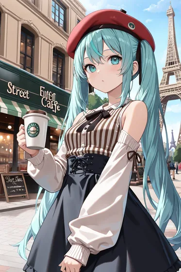Miku in French chic outfit