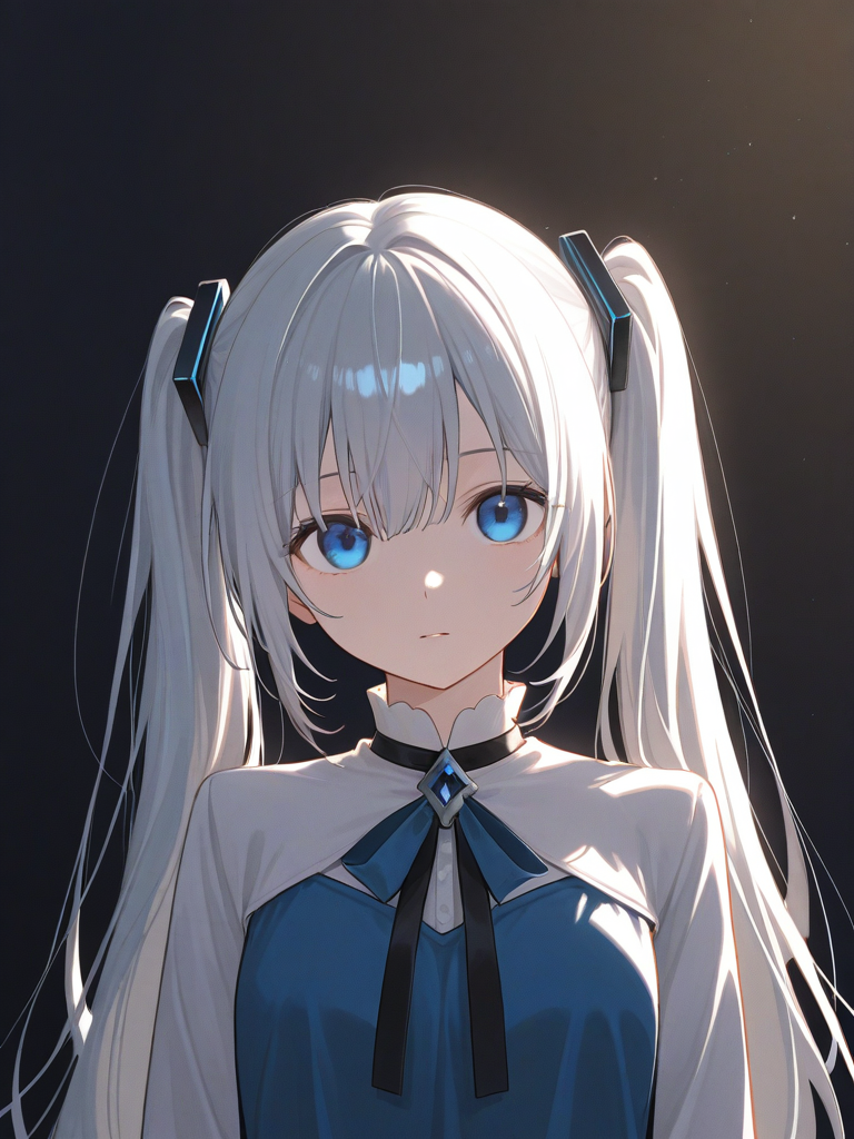 Mof's Silver Haired Twintailed Girl — Original character card
